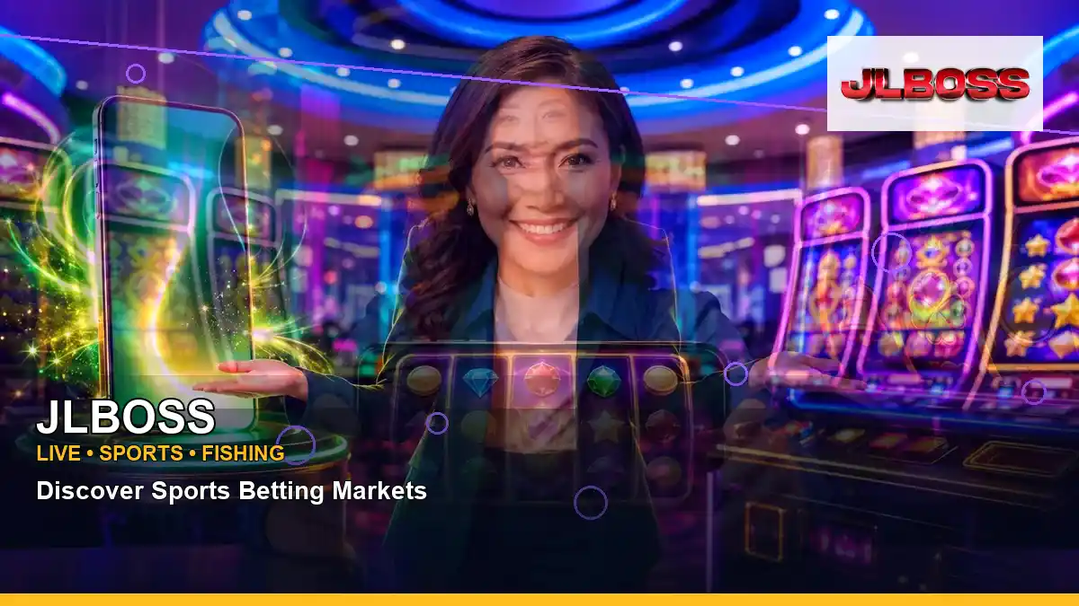 JLBOSS fantasy online slot games featuring an adult Filipina casino host with a centered composition