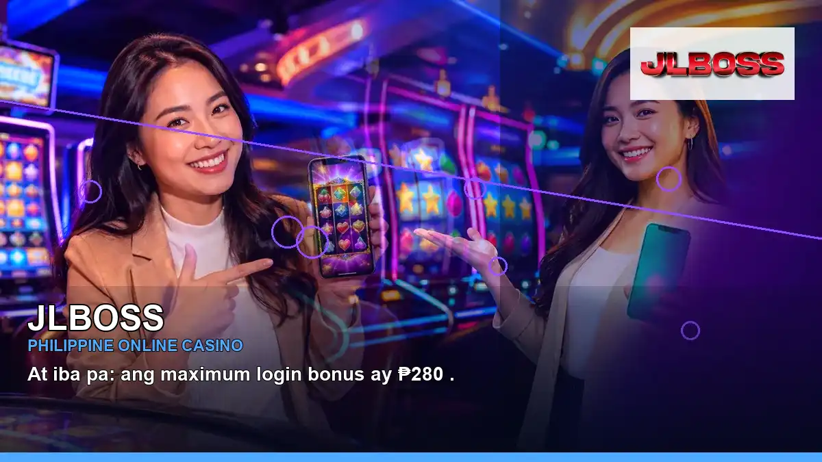 JLBOSS Philippines casino guide with left-framed burst free spins slot games and an adult Filipina casino host