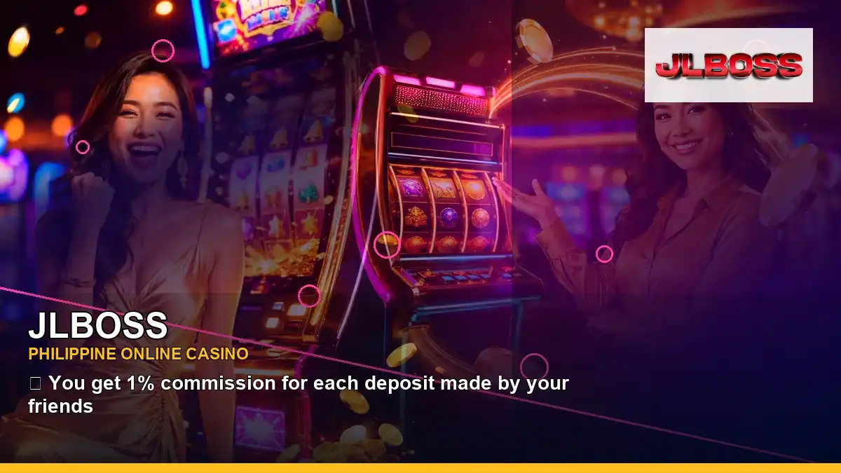 JLBOSS neon jackpot slot games featuring an adult Filipina casino host with a left close-up composition