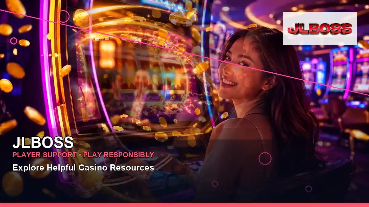 JLBOSS layered collage neon jackpot slot games highlighting mobile-friendly casino play